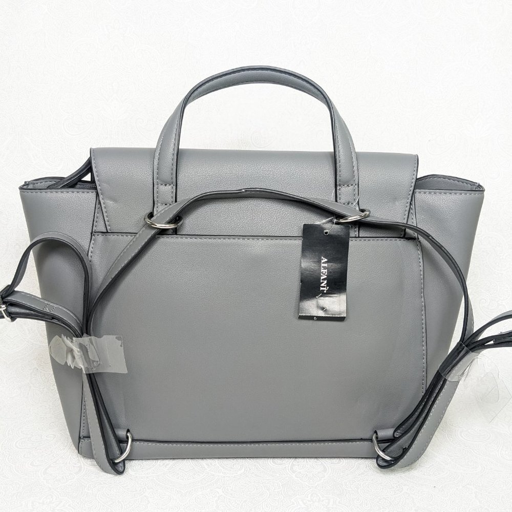 ALFANI mixed metal faux-leather women's backpack crossbody bag - GREY - Picture 8 of 9